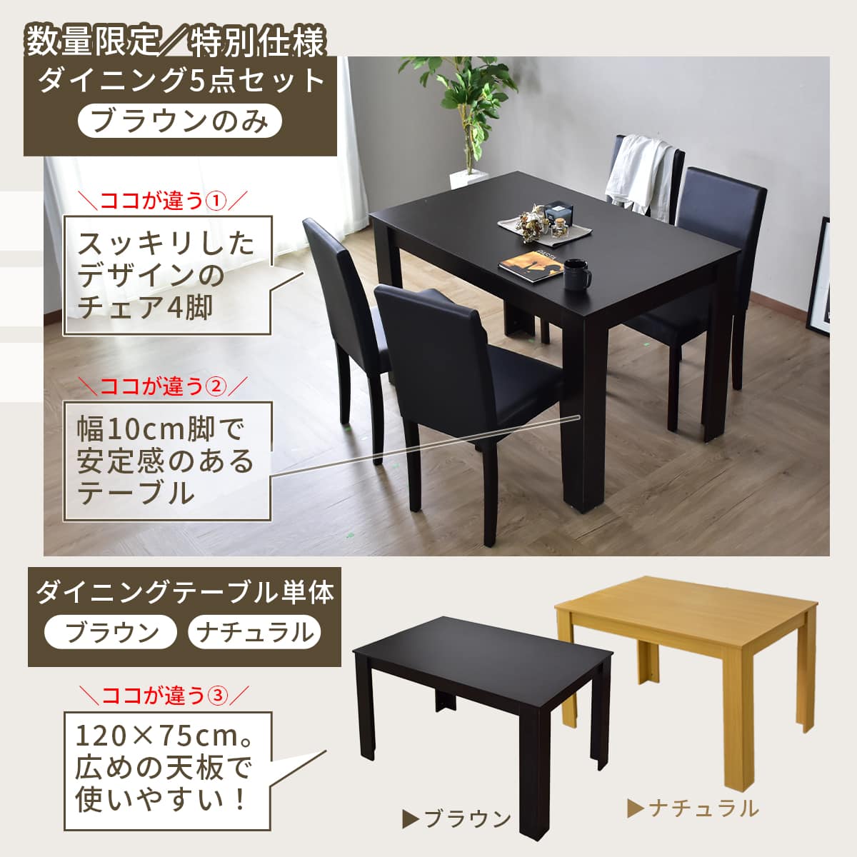 ダイニングセット マウラ5点セット