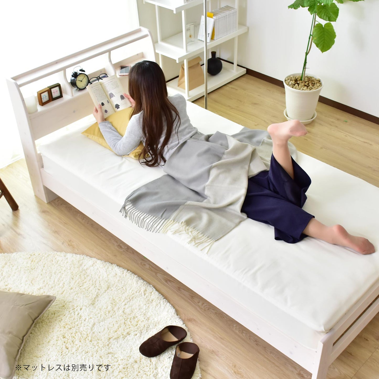 シングルベッド すのこ 天然木 パイン材 ベッドフレーム スワン S