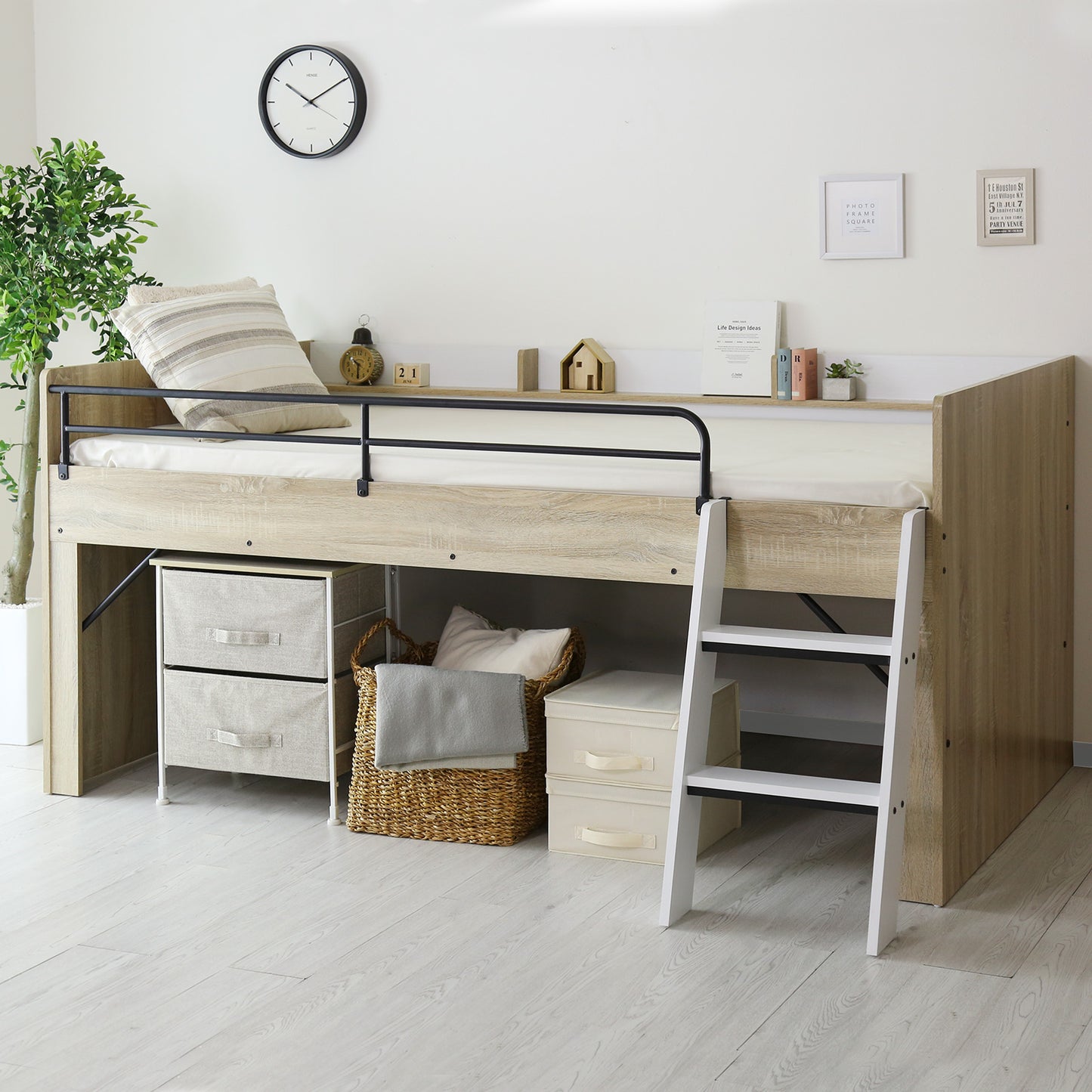 【シングル】 宮棚付きロフトベッド カルージュ