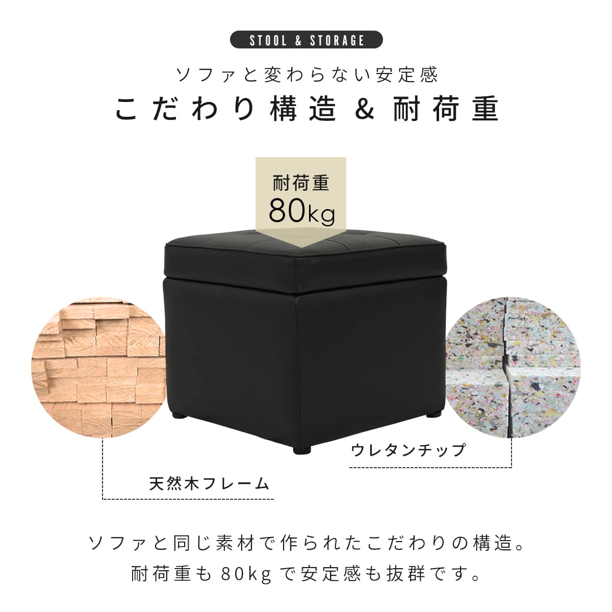 収納付きボックススツール