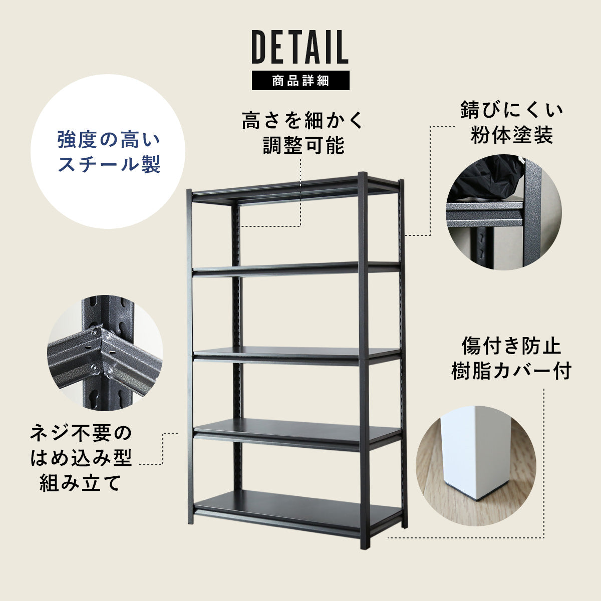 スチールラック オープンラック キャビット 120×40cm 5段