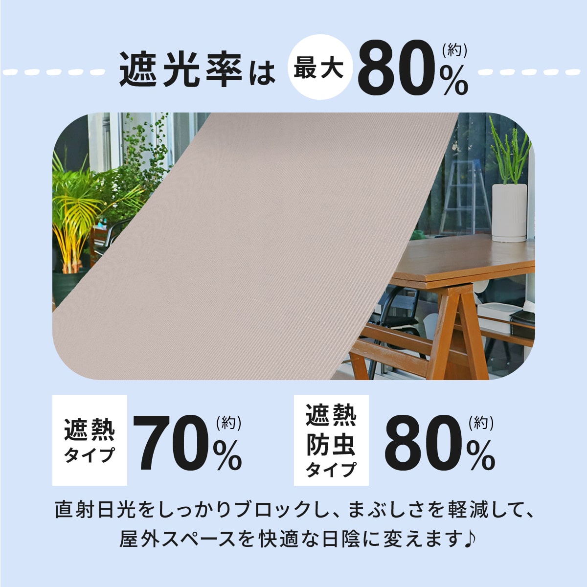 遮熱オーニング【遮熱タイプ/遮熱防虫タイプ】【180×180cm/180×240㎝】