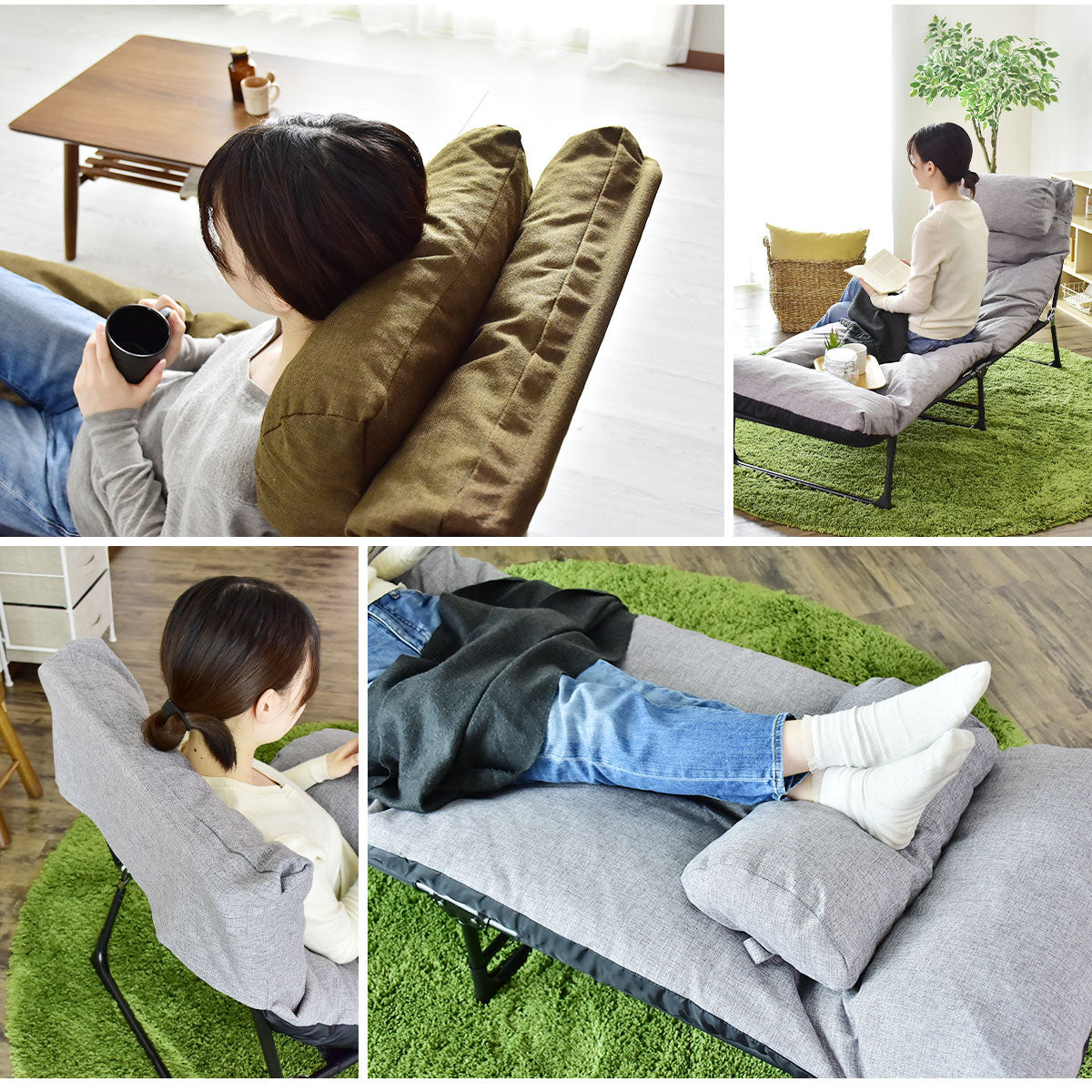 リクライニングチェア ひとりがけ アウトドア ソファベッド 折りたたみ ベッド シングル 簡易ベッド 幅60cm ダスク