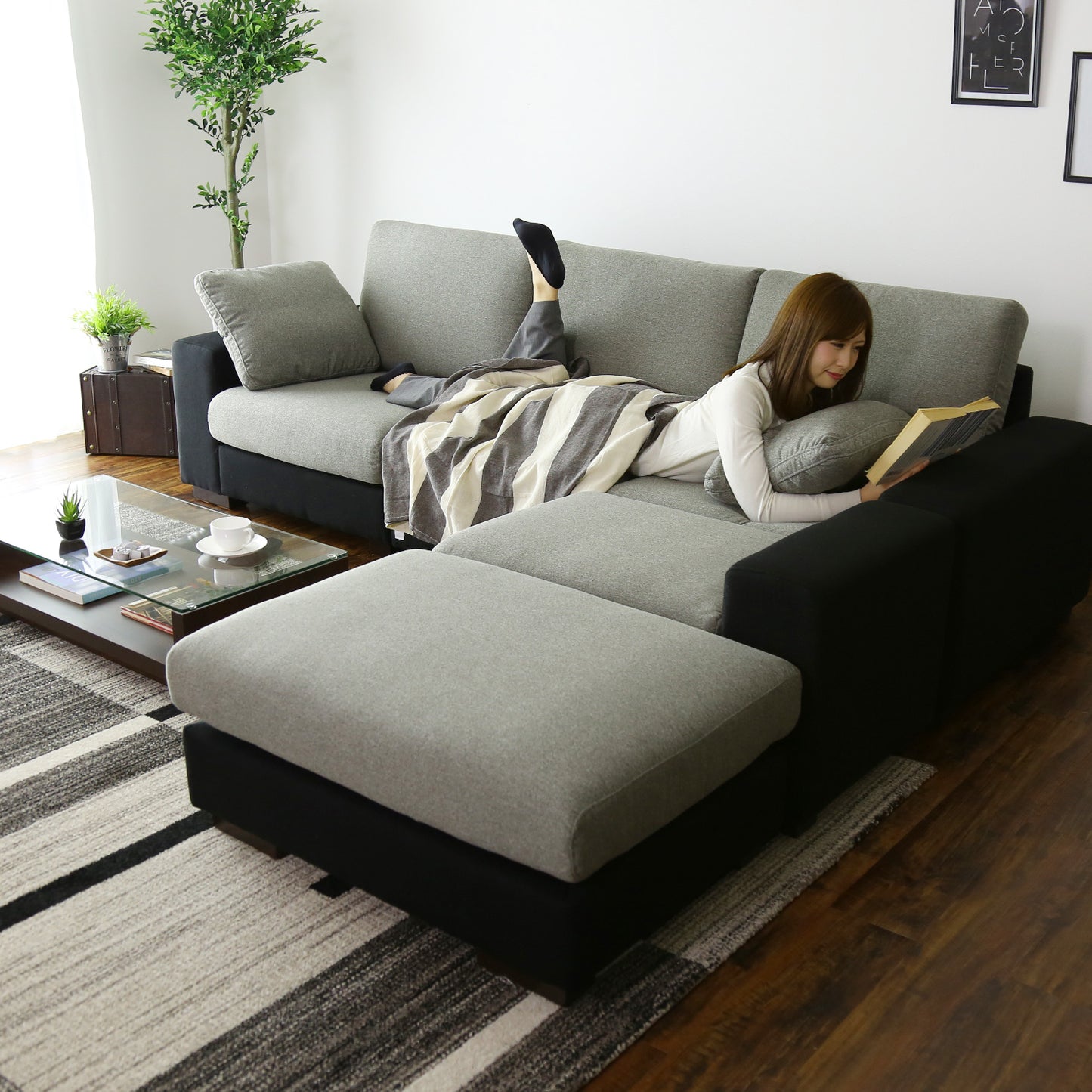 【開梱設置サービス付】カウチソファ 幅240 ツイッギー3P