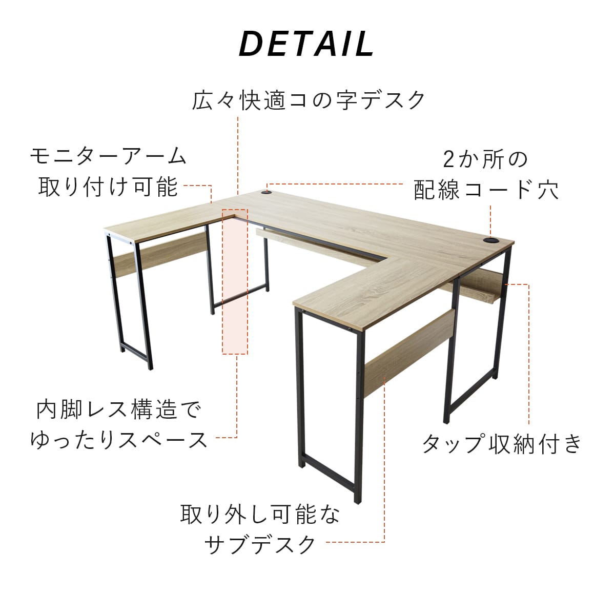 コの字型デスク レプト