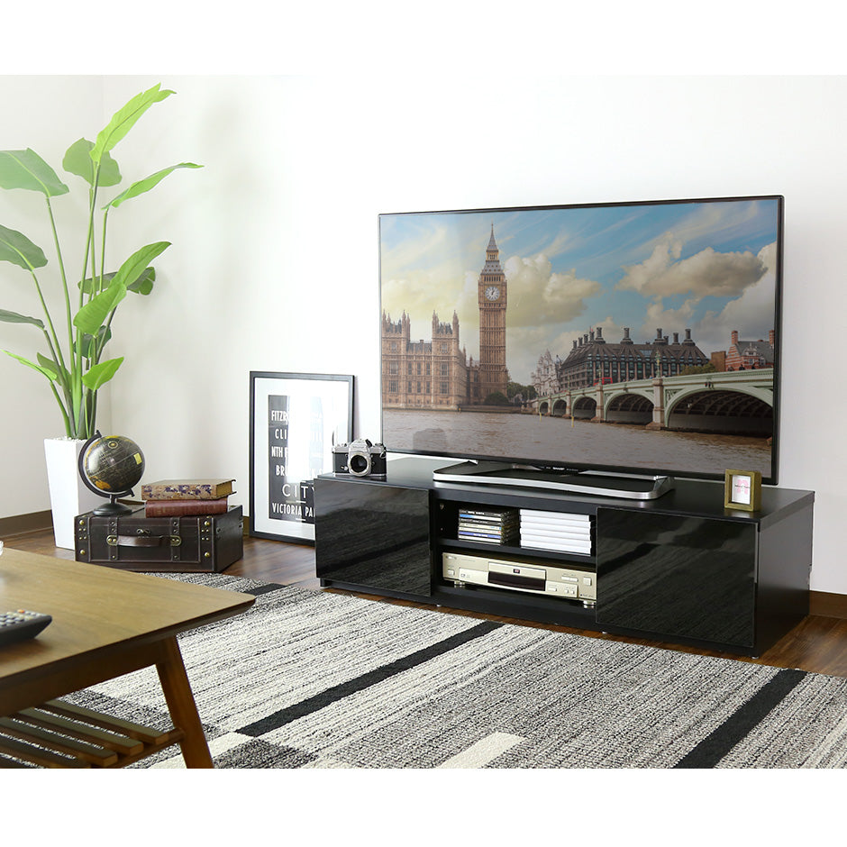 幅120cm テレビ台 ローボード 引出し収納付き 前面鏡面加工 ルクス120