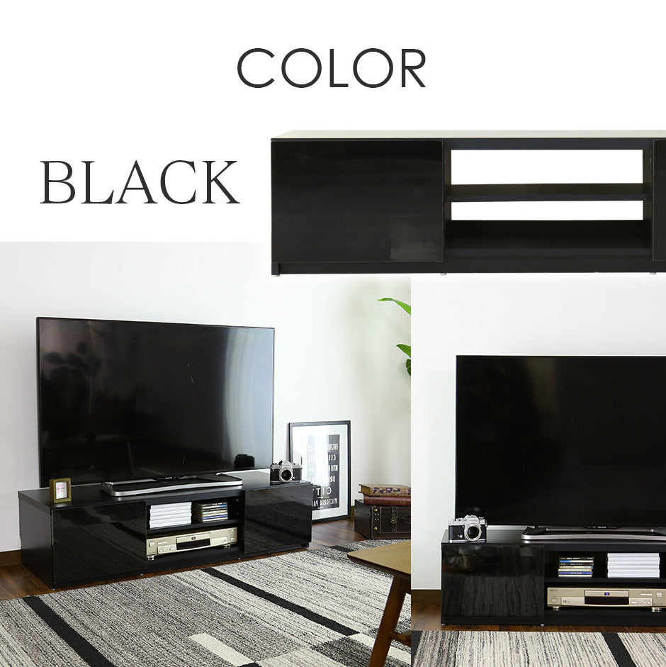 幅120cm テレビ台 ローボード 引出し収納付き 前面鏡面加工 ルクス120