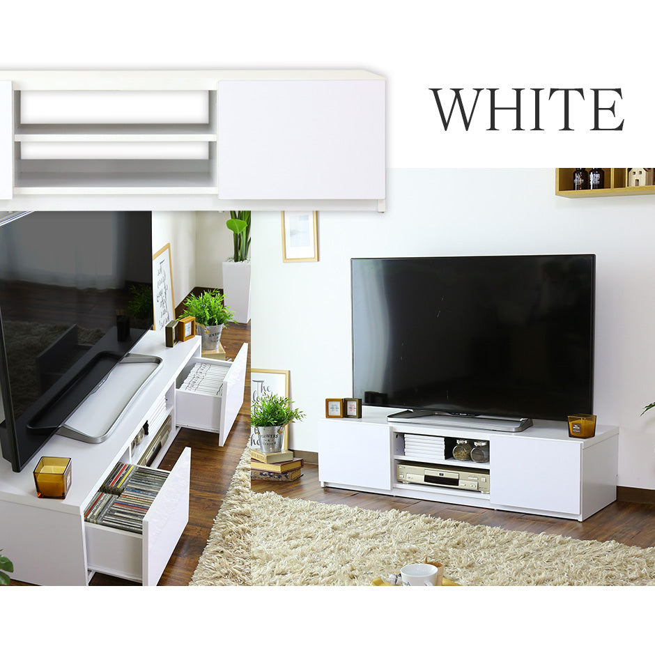 幅120cm テレビ台 ローボード 引出し収納付き 前面鏡面加工 ルクス120