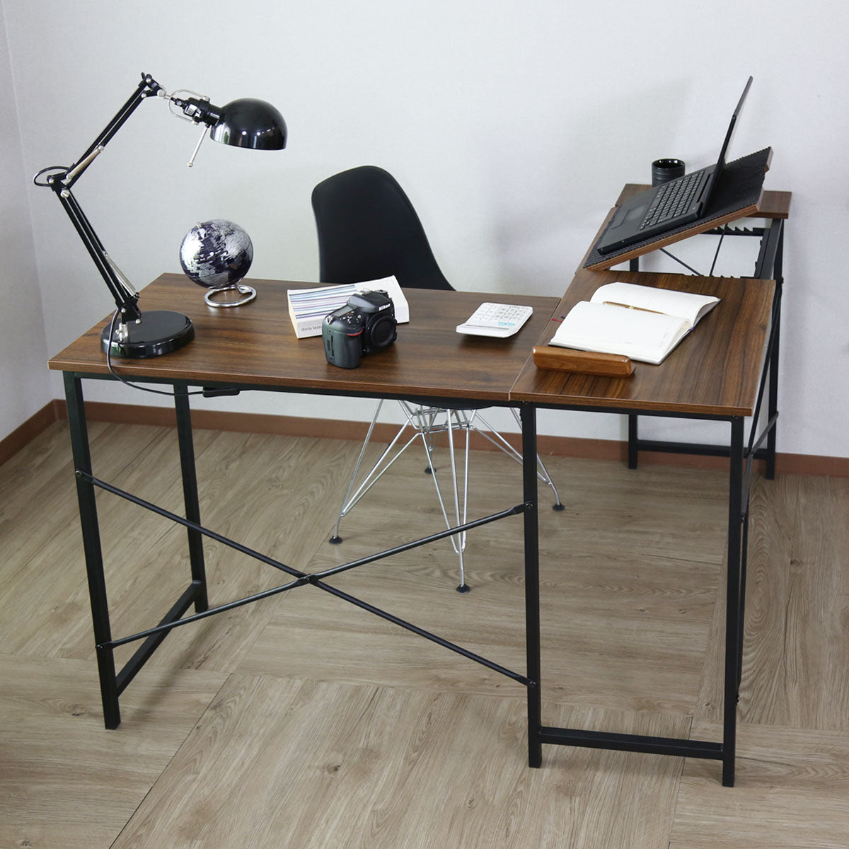 【幅120】天板角度調整ができるL字デスク ナクア