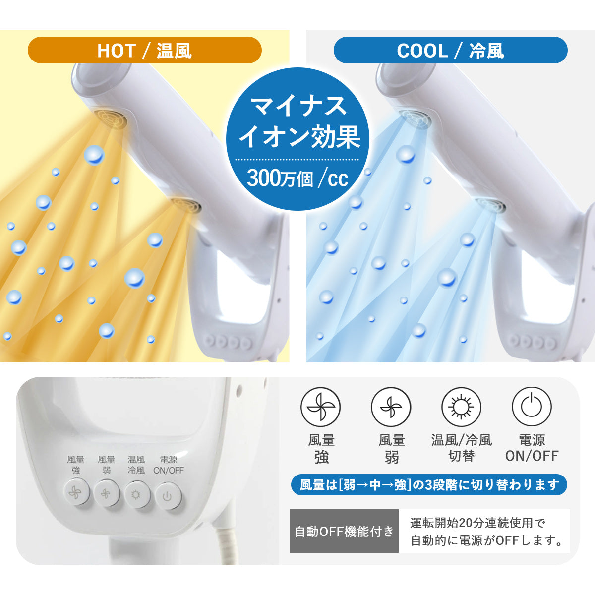 スタンド式ペット用ドライヤー (マイナスイオン/高さ・角度調整可能)