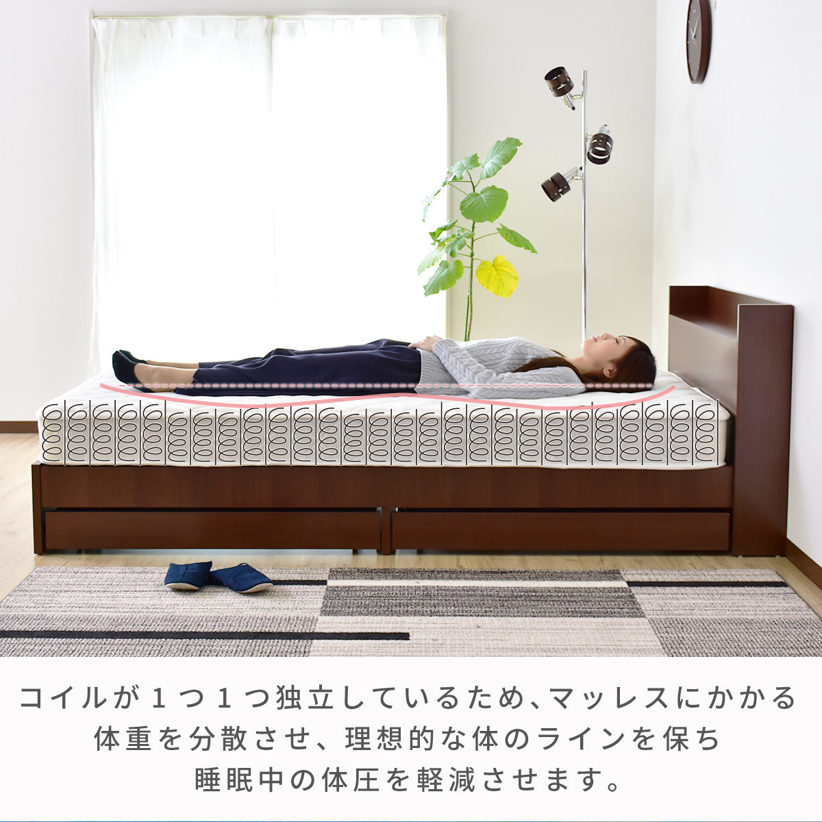 セミダブル マットレス ポケットコイル 圧縮ロール梱包 セミダブルサイズ プルメリア SD