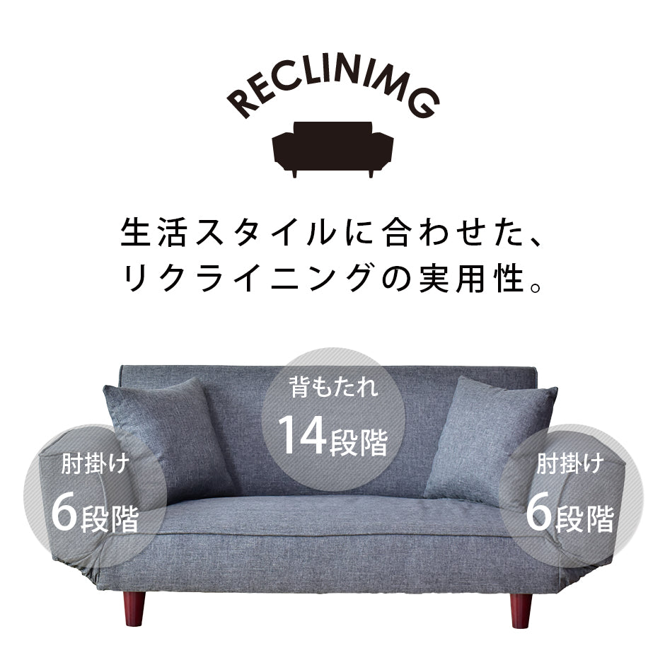 ソファーベッド ソファ 2人用ソファ 2人掛け リクライニング ひじ掛け 幅148cm デランナ 2P