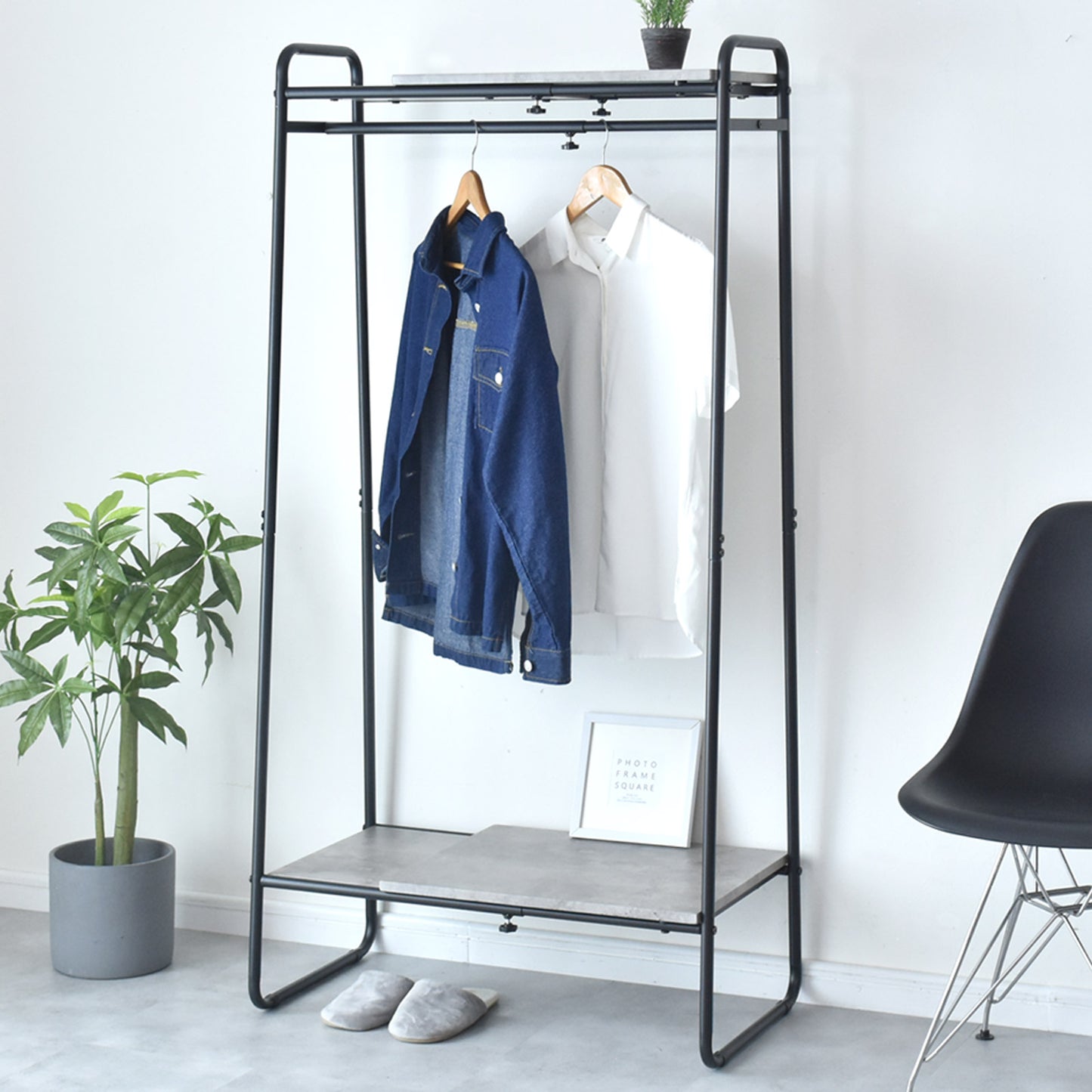 ハンガーラック ロナ伸縮棚付き