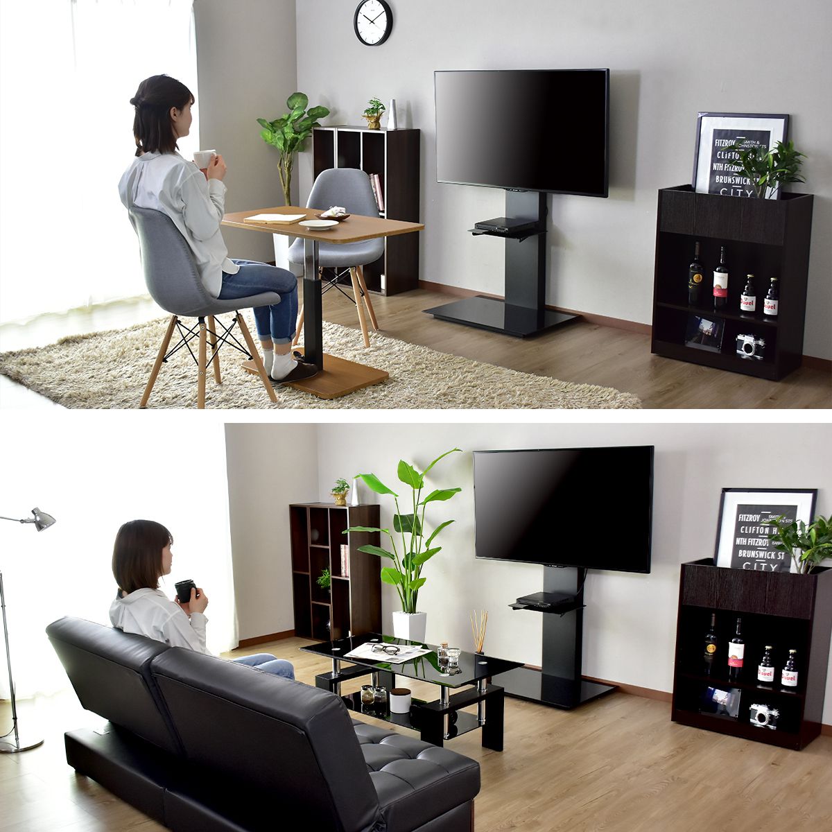 壁寄せテレビスタンド テレビ台 32?55インチ対応 棚付き ハイタイプ スピカ
