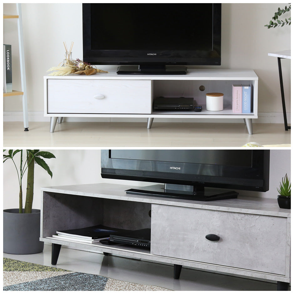 テレビ台 50インチ対応 ローボード 脚付き テレビボード コード穴付き スライド扉付 幅120cm ティアナ120