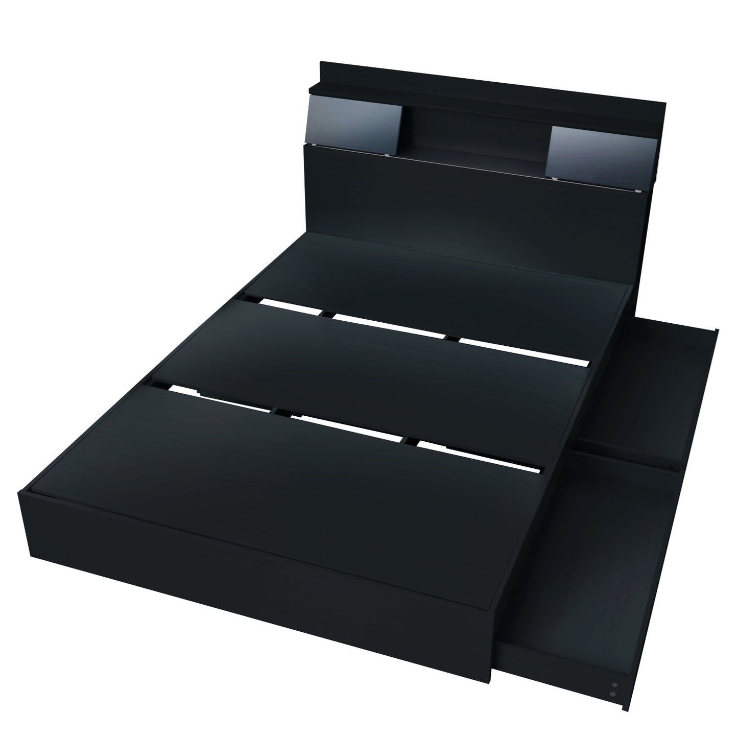 ベッド ダブル フレーム 収納付き スライド扉 コンセント 組立式 グラード