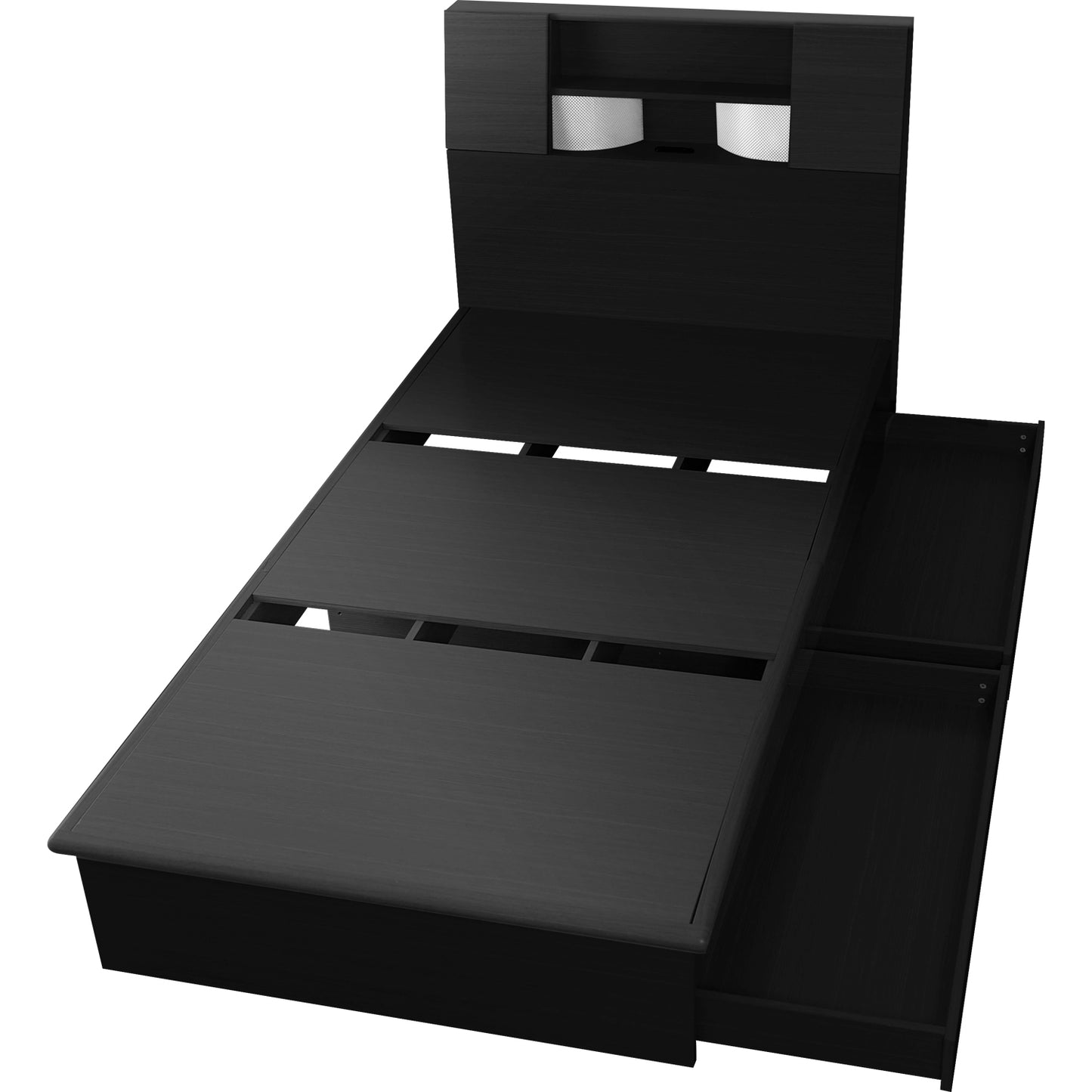 ベッド シングル フレームのみ 収納付き 照明付き 扉付き 組立式 クライブ S