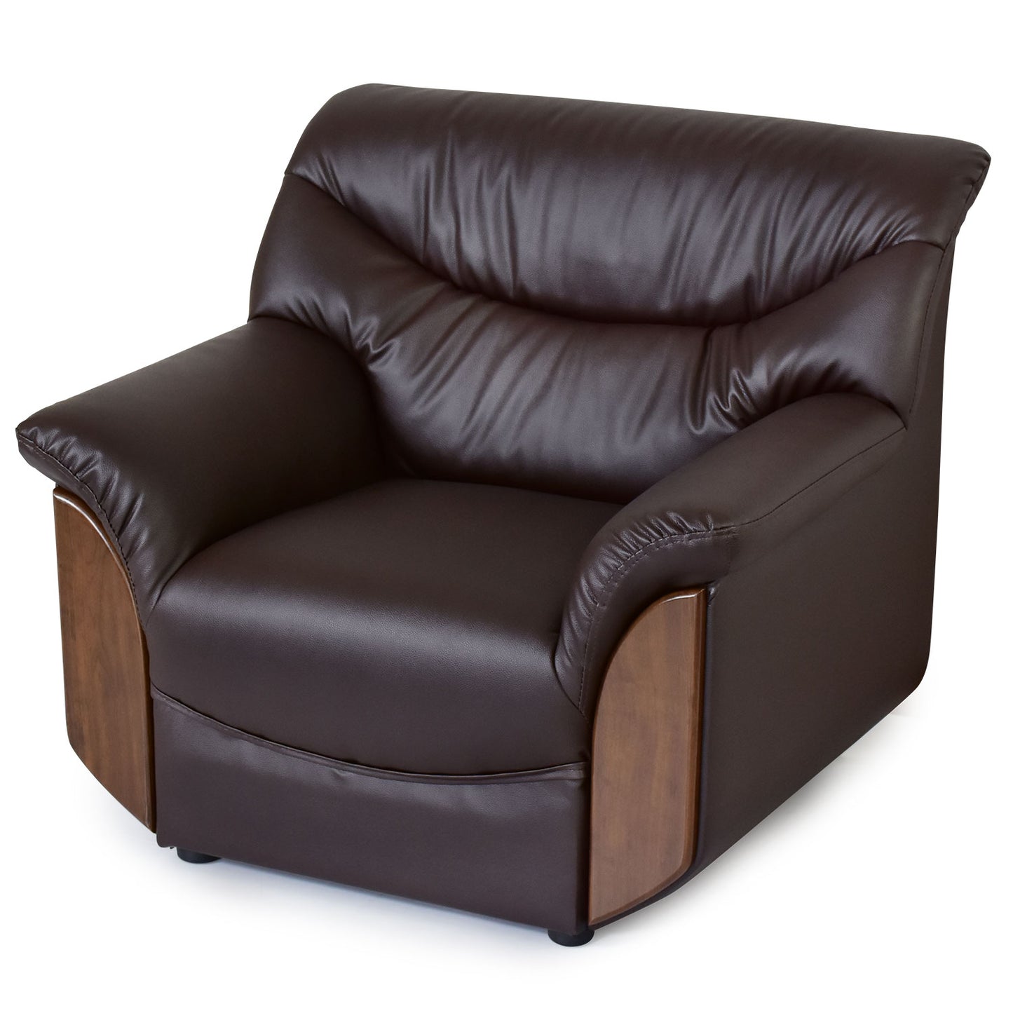 応接 ソファー ひとりがけ 1人掛け 肘付き 応接家具 肘置き レザー 木目調 ニックス