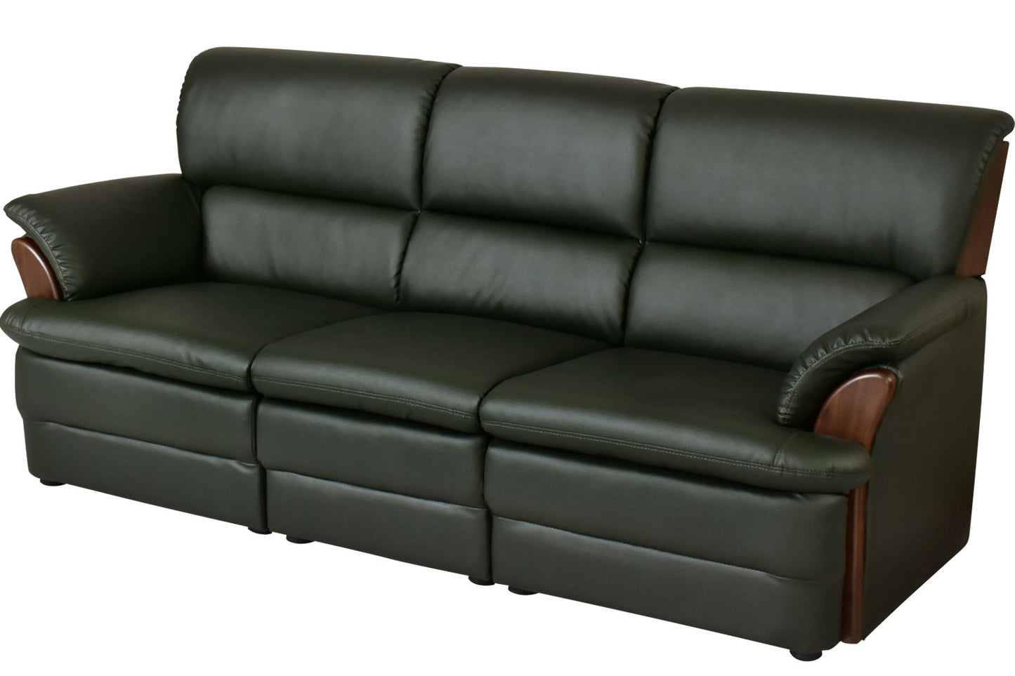 ソファー 3人掛け 合皮 レザー調 ソファー 肘掛け 応接 オフィス 天然木 ローソファー フロアソファ ケンブリッジ3P