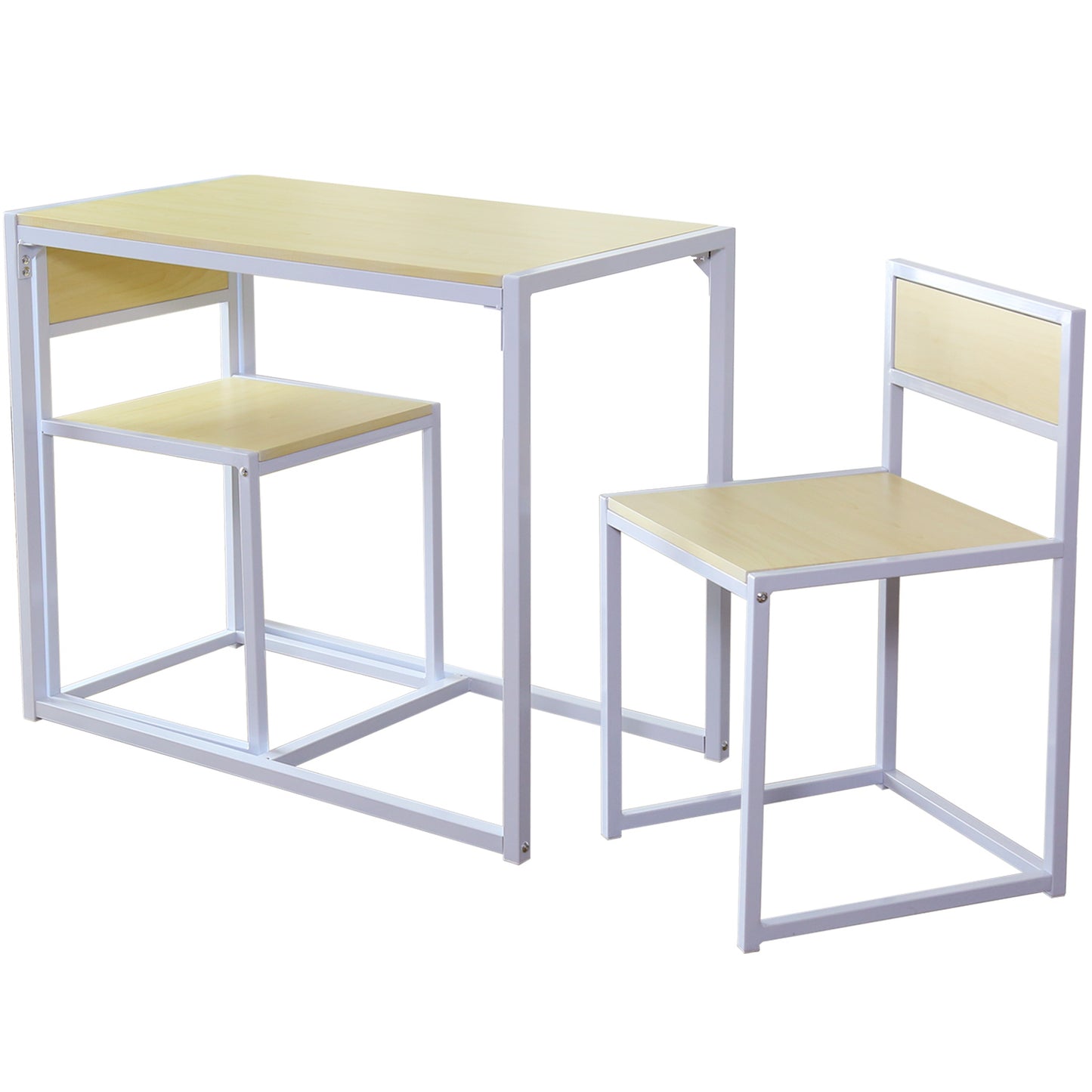 ダイニングテーブル3点セット ピッタリ収まるコンパクト収納 幅90 テーブル&チェア 組立式 ローリエ