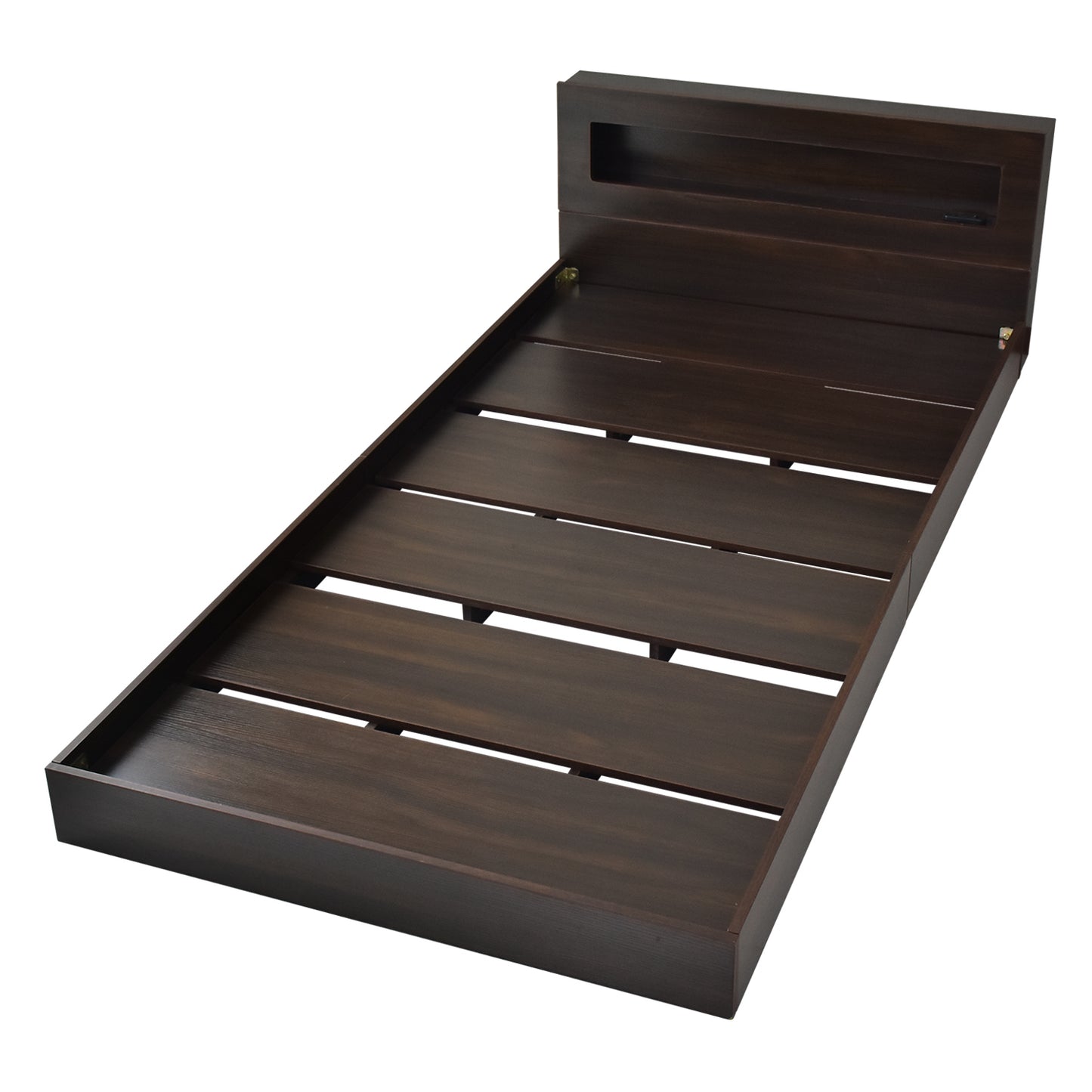 ダブルべッド ベッドフレーム コンセント 棚付き ダブル ジュガ― D