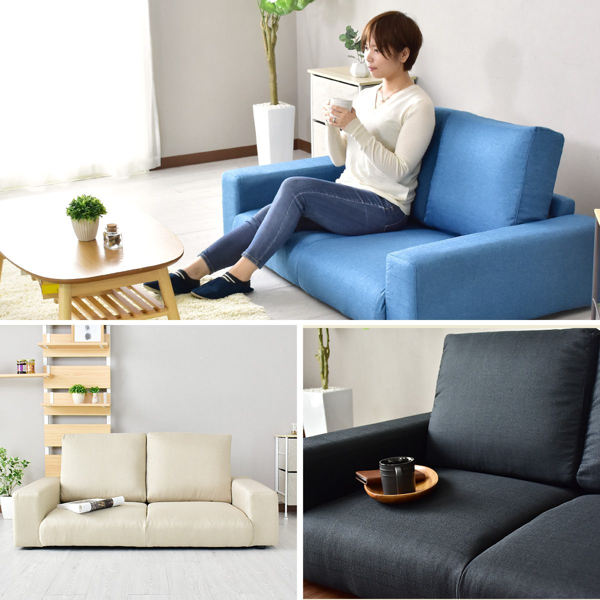 ソファー 2人掛け 2人用ソファ ロータイプ コンパクト ソファ 布生地 ファブリック レクシー2P FAB