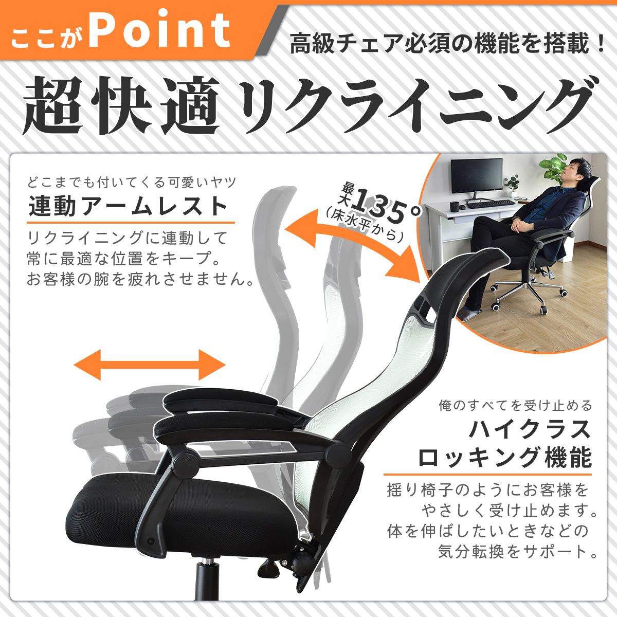 オフィスチェア パソコンチェア イス メッシュ ランバーサポート オード