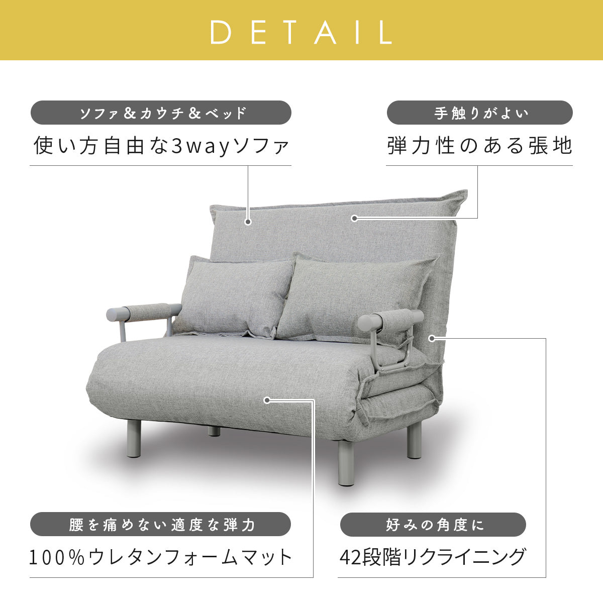 2人掛けソファ 2人用ソファ トリコL