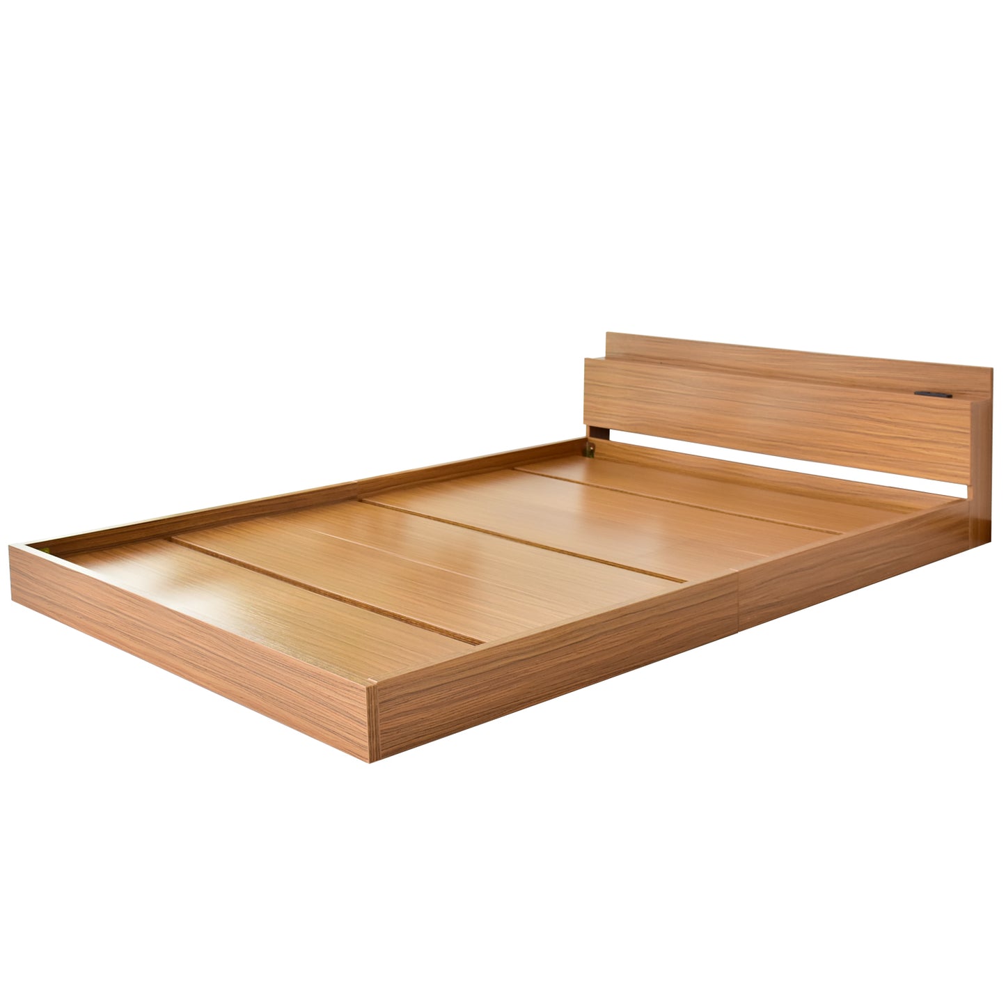 ダブル ベッド ベッドフレーム ロータイプ 組立式 コンセント付 アトラス D