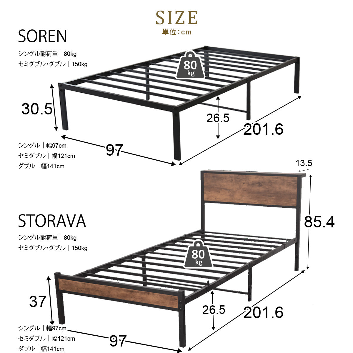 スタイルが選べるシンプルベッド 【S/SD/D】
