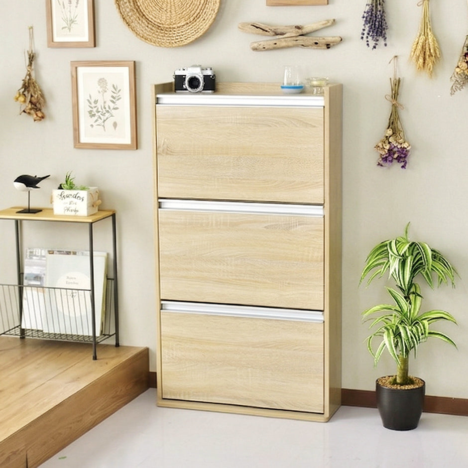 flarinco★送料込み★木製3段シューズボックス WOOD WORKS 日本製 シューズボックス 3個セット 【シューズラック