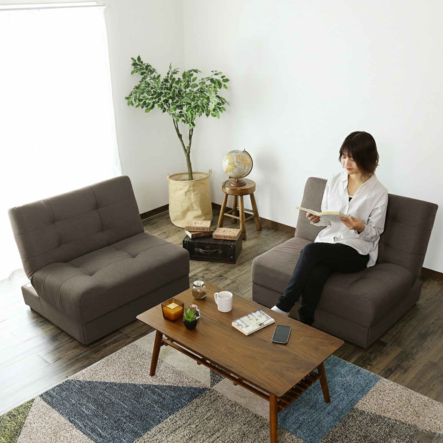 1212-11 未使用品 ソファベッド 183幅 福岡糸島唐津 背もたれと肘掛けが動くソファベッド 布張りタイプ (マークスAM GY