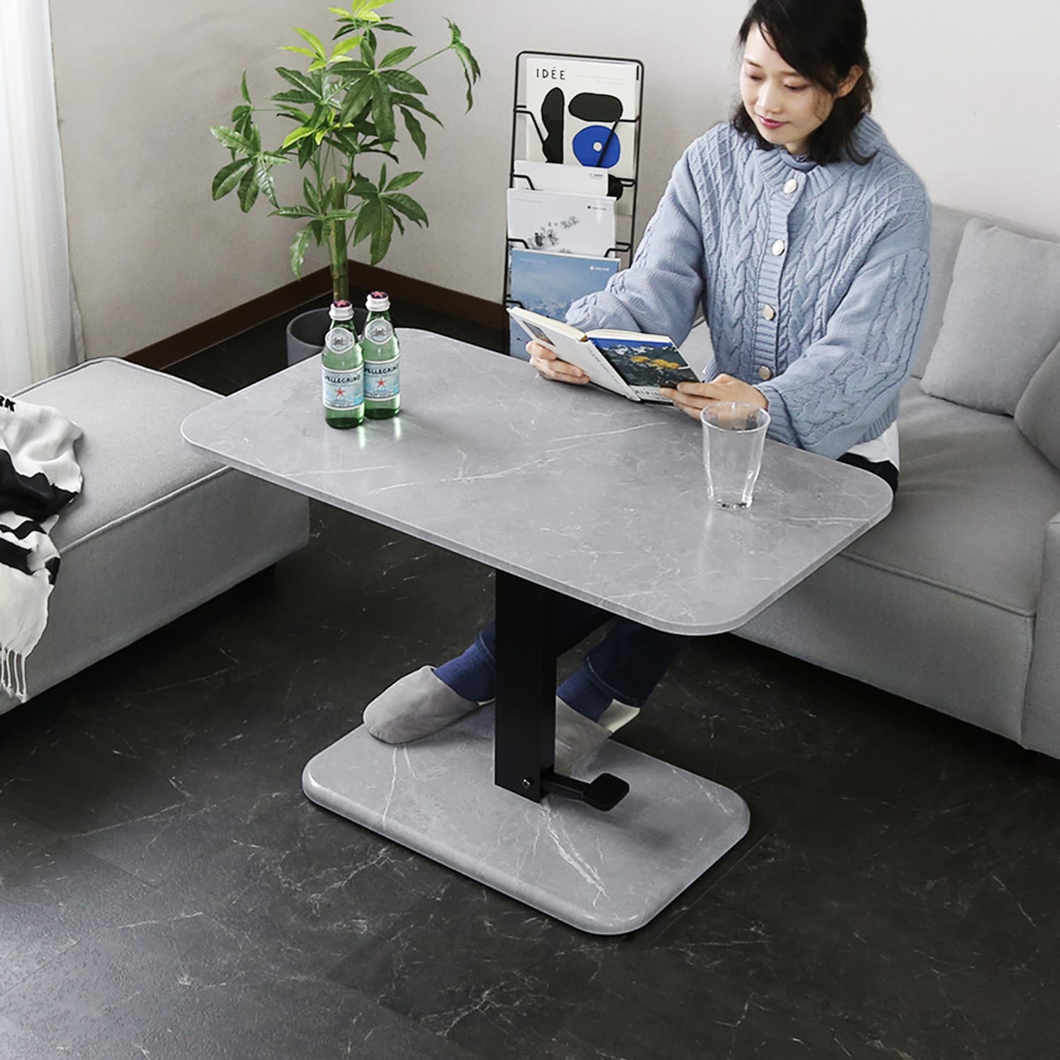 リフティングテーブル　センターテーブル　白　昇降　テレワーク　横幅90㎝ リフティングテーブル センターテーブル 白 昇降 テレワーク 横幅90㎝