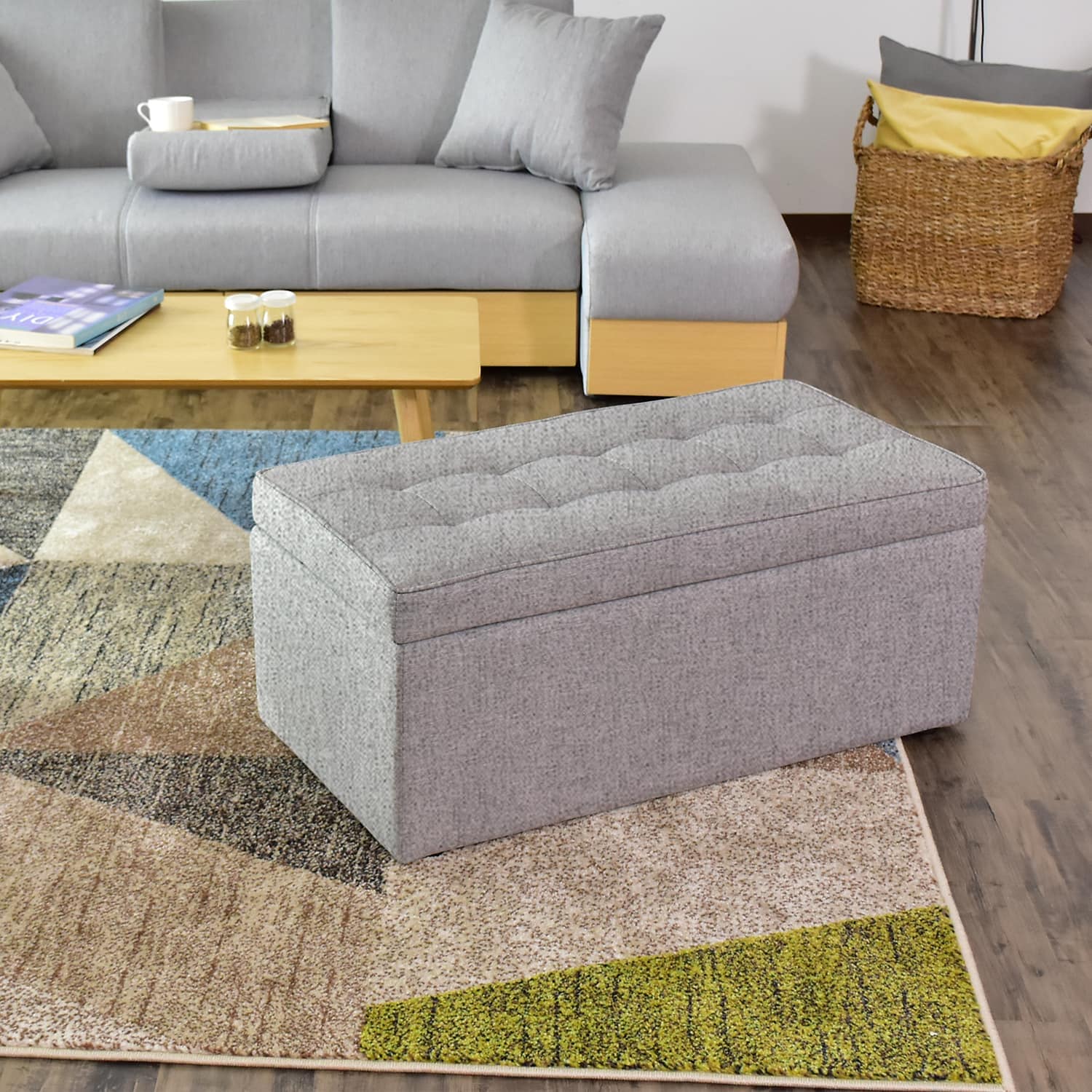 ベッドステップスツール布張り玄関ベンチ、ファブリックベッドルーム