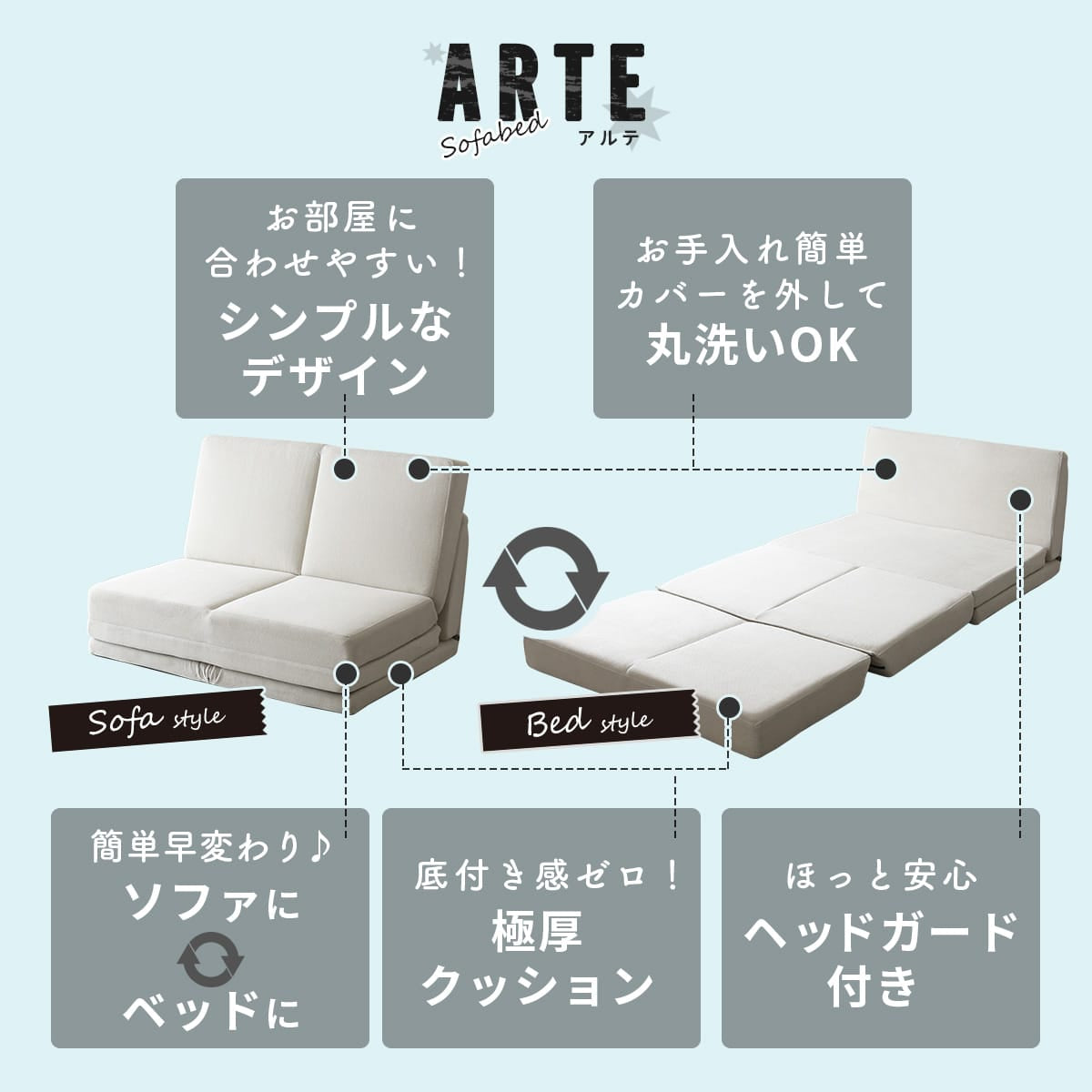 ソファベッド 2人用ソファ アルテ