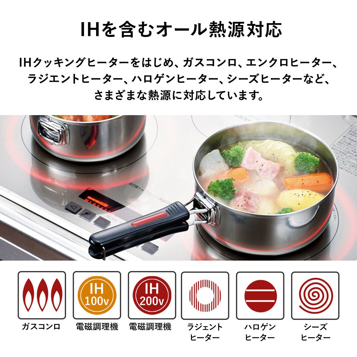 【燕三条】取っ手着脱式鍋セット　ワンタッチクッカー着脱式16/18cmセット
