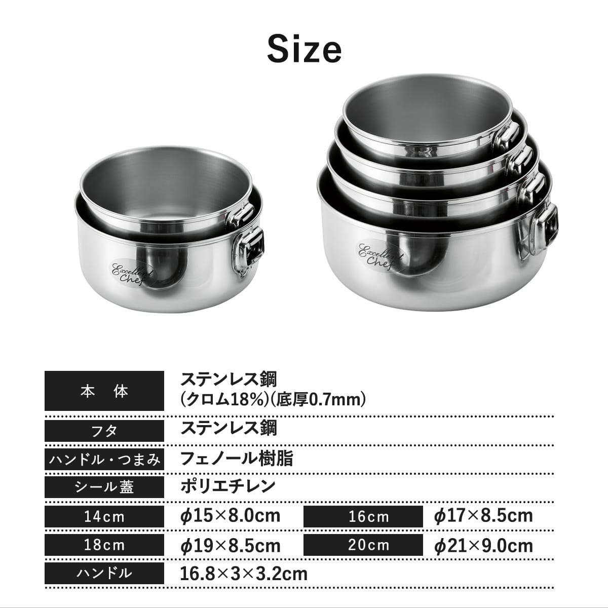 燕三条】取っ手着脱式鍋セット ワンタッチクッカー着脱式16/18cmセット