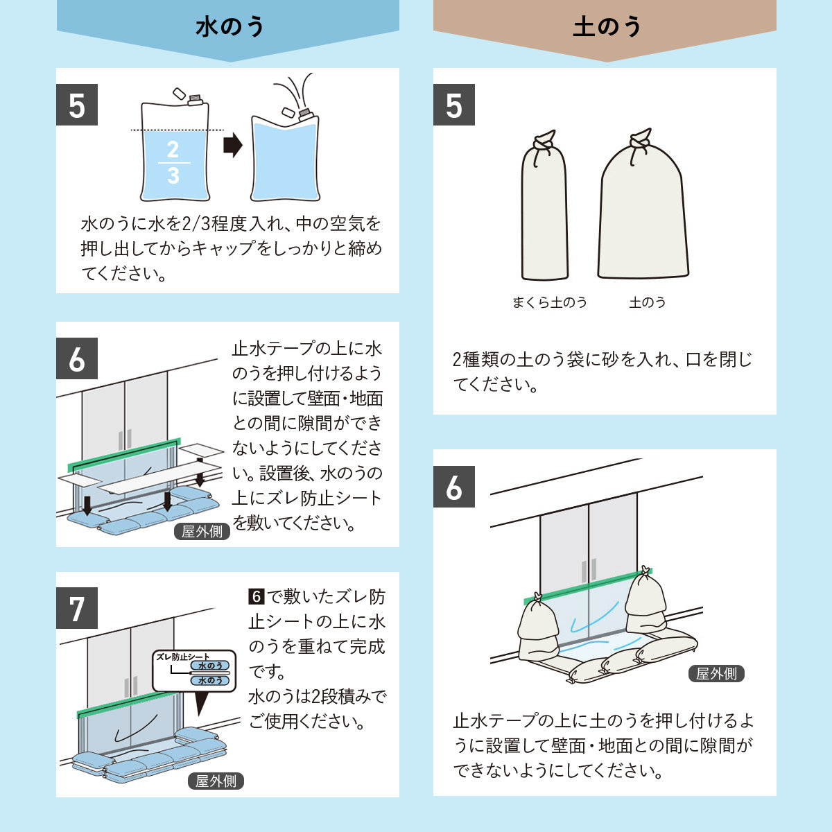 水害対策 止水シート 水のうタイプ