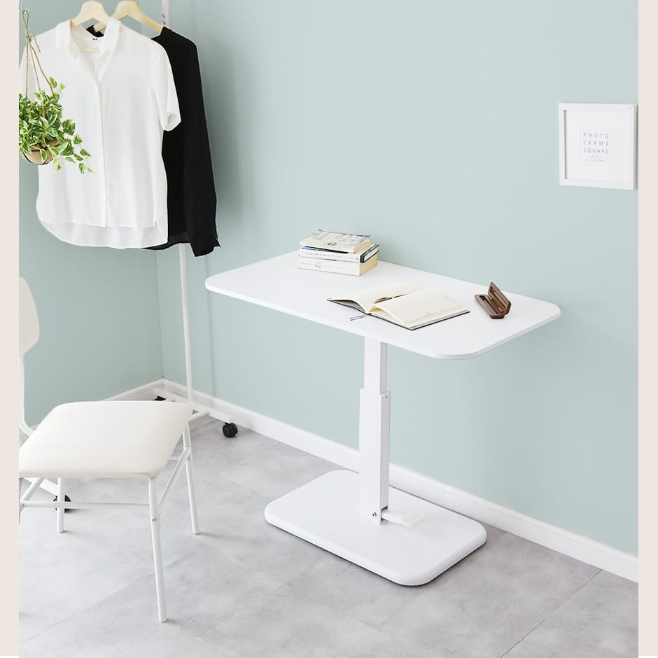【新品・送料無料】【完成品】ガス昇降式テーブル PU 幅90cm ホワイト Amazon｜不二貿易 昇降式テーブル センターテーブル 幅90~109.5×奥行60