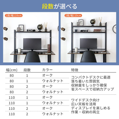 デスク上収納ラック【幅80㎝｜幅110㎝】【1段｜2段】リオラ