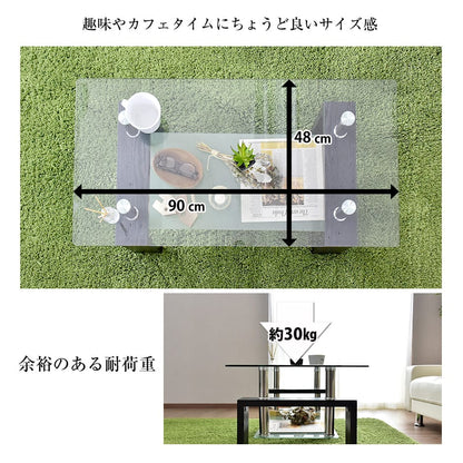 テーブル センターテーブル ガラス ローテーブル 収納 ブラック 高級感 リビング ラスター