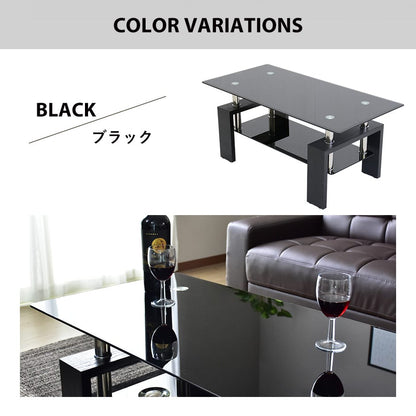 テーブル センターテーブル ガラス ローテーブル 収納 ブラック 高級感 リビング ラスター