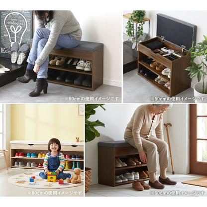 座面クッション付き収納ベンチ【幅60㎝｜80㎝】 マリス