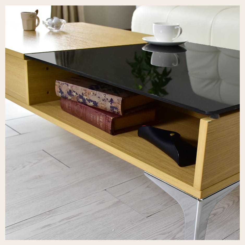 テーブル センターテーブル ガラス 90 ローテーブル モダン 引き出し