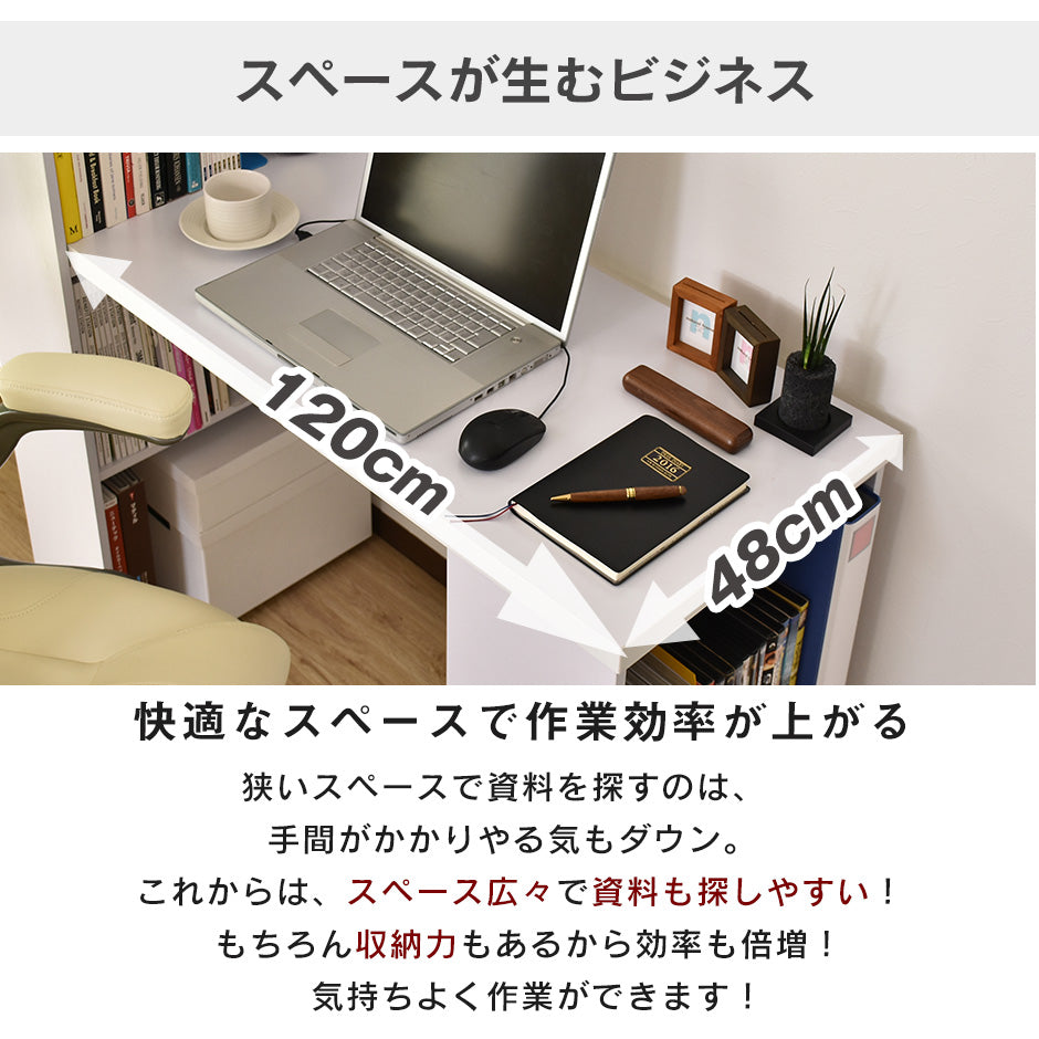 幅120】大容量収納付きデスク パレスト – ドリス公式