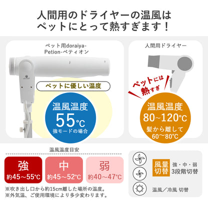スタンド式ペット用ドライヤー （マイナスイオン/高さ・角度調整可能）