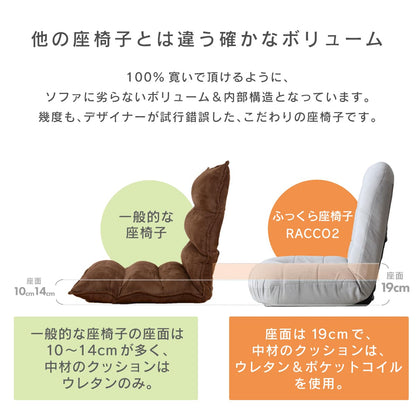 座椅子 リクライニング 14段階 ソファー 1人掛け ポケットコイル 厚さ17cm ラッコ