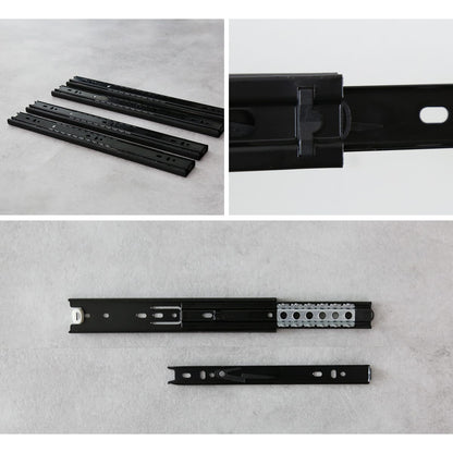 スライドレール　3段引き（4本2ペア）ブラック