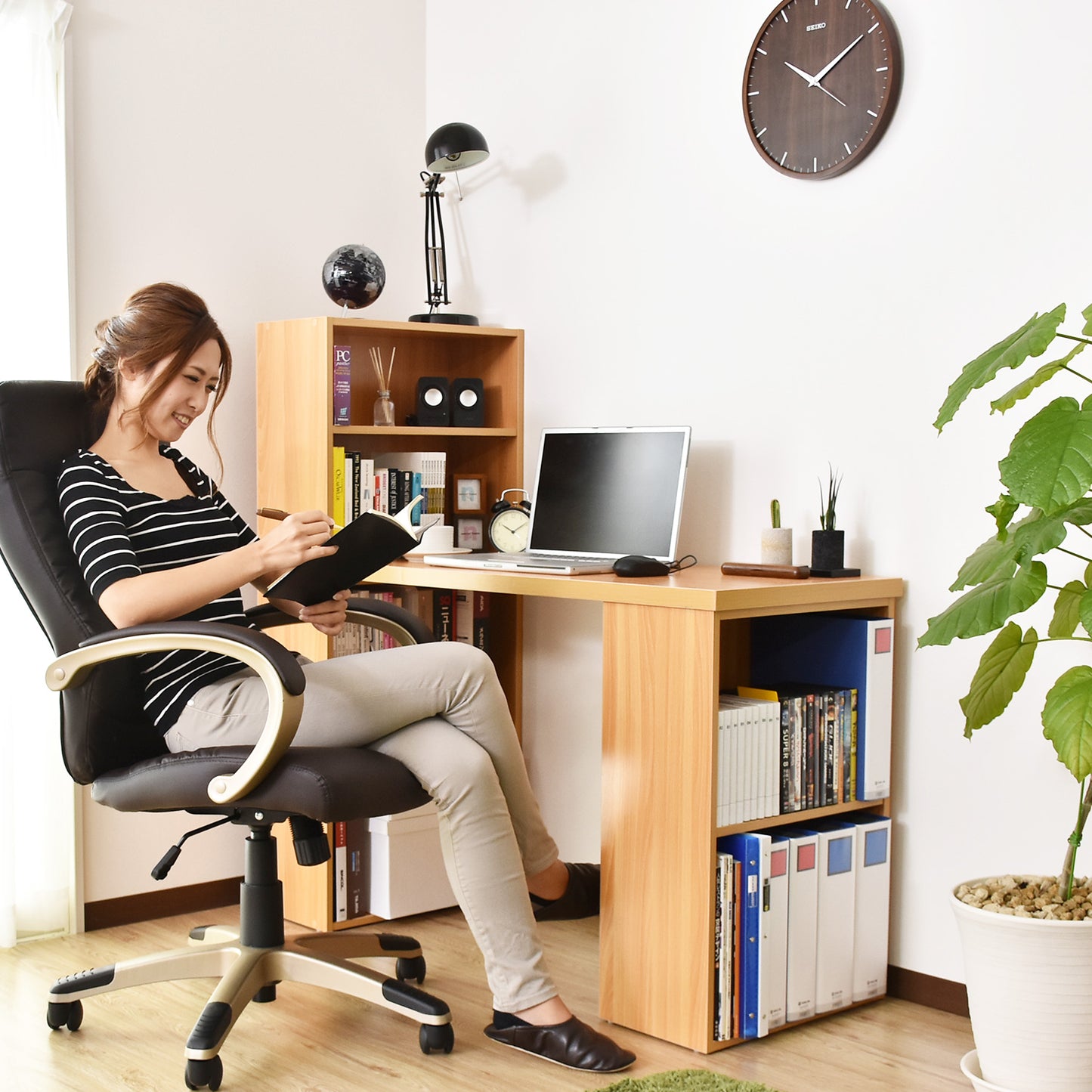 【幅120】大容量収納付きデスク パレスト