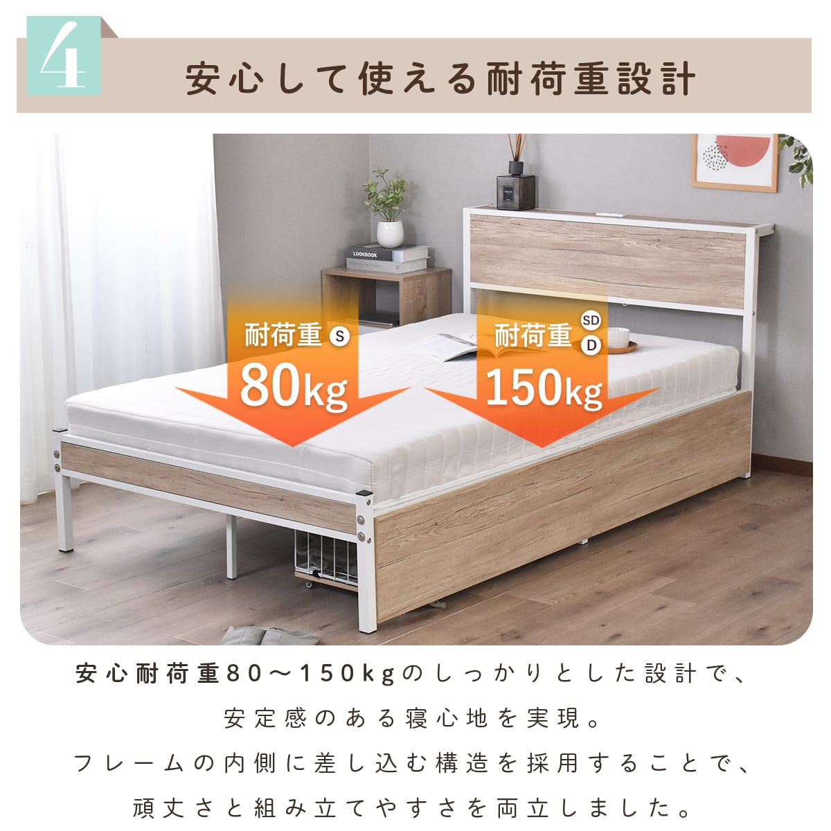 【S/SD/D】ベッドフレーム ストラヴァ【ベッドフレーム単品/専用引出付き】